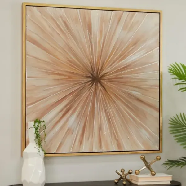 Canvas Art-Kirkland's Home Gold Contemporary Burst Framed Canvas Art Print Gold/Silver
