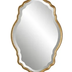 Decorative Mirrors-Kirkland's Home Gold Curved Beveled Frame Mirror