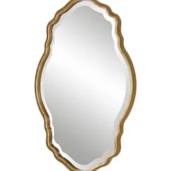 Decorative Mirrors-Kirkland's Home Gold Curved Beveled Frame Mirror