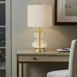 Table Lamps-Kirkland's Home Gold Curved Glass Table Lamps, Set Of 2 White