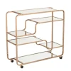 Kitchen Islands & Bar Carts-Kirkland's Home Gold Curved Metal Mirrored Bar Cart