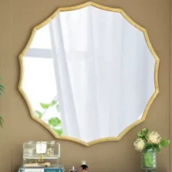 Decorative Mirrors-Kirkland's Home Gold Curved Sunburst Wall Mirror