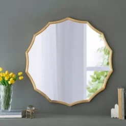 Decorative Mirrors-Kirkland's Home Gold Curved Sunburst Wall Mirror