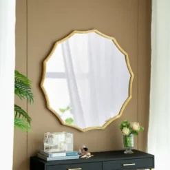Decorative Mirrors-Kirkland's Home Gold Curved Sunburst Wall Mirror