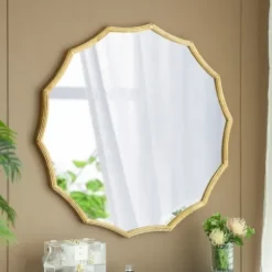 Decorative Mirrors-Kirkland's Home Gold Curved Sunburst Wall Mirror