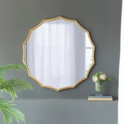 Decorative Mirrors-Kirkland's Home Gold Curved Sunburst Wall Mirror