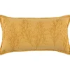 Pillows-Kirkland's Home Gold Embroidered Botanical Pillow Yellow
