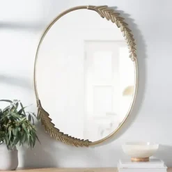 Decorative Mirrors-Kirkland's Home Gold Finish Oval Wreath Mirror