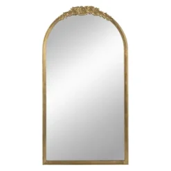 Decorative Mirrors-Kirkland's Home Gold Floral Top Arch Frame Floor Mirror, 27X52 In.