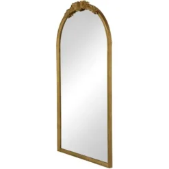 Decorative Mirrors-Kirkland's Home Gold Floral Top Arch Frame Floor Mirror, 27X52 In.