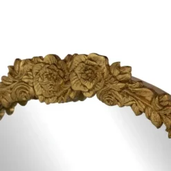 Decorative Mirrors-Kirkland's Home Gold Floral Top Arch Frame Floor Mirror, 27X52 In.