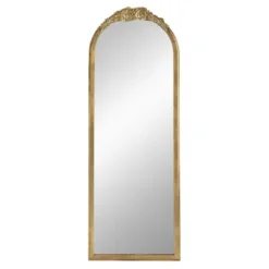 Decorative Mirrors-Kirkland's Home Gold Floral Top Arch Frame Floor Mirror, 19X55 In.