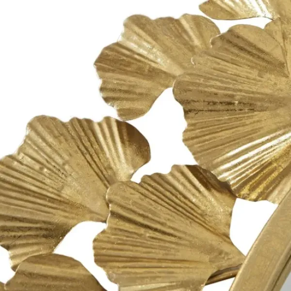 Decorative Mirrors-Kirkland's Home Gold Foil Leaf Framed Round Wall Mirror