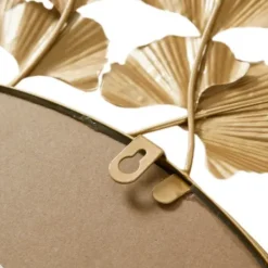 Decorative Mirrors-Kirkland's Home Gold Foil Leaf Framed Round Wall Mirror