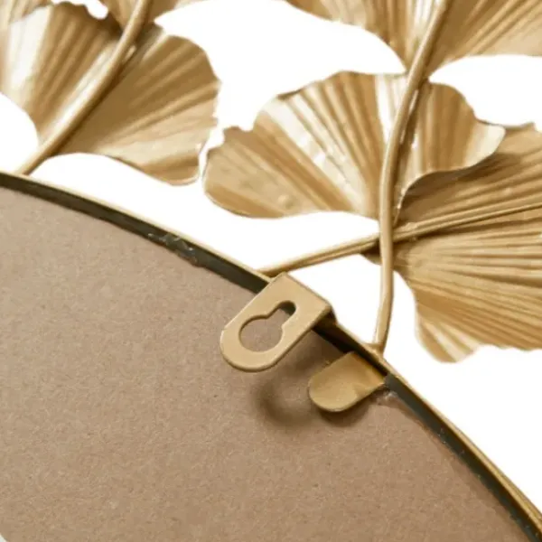 Decorative Mirrors-Kirkland's Home Gold Foil Leaf Framed Round Wall Mirror
