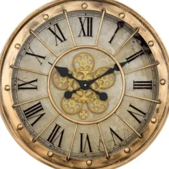 Clocks-Kirkland's Home Gold Gilded Frame Round Wall Clock