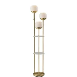 Floor Lamps-Kirkland's Home Gold Globe 3-Light Shelf Floor Lamp Gold/White
