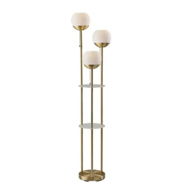 Floor Lamps-Kirkland's Home Gold Globe 3-Light Shelf Floor Lamp Gold/White
