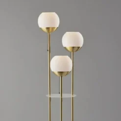 Floor Lamps-Kirkland's Home Gold Globe 3-Light Shelf Floor Lamp Gold/White