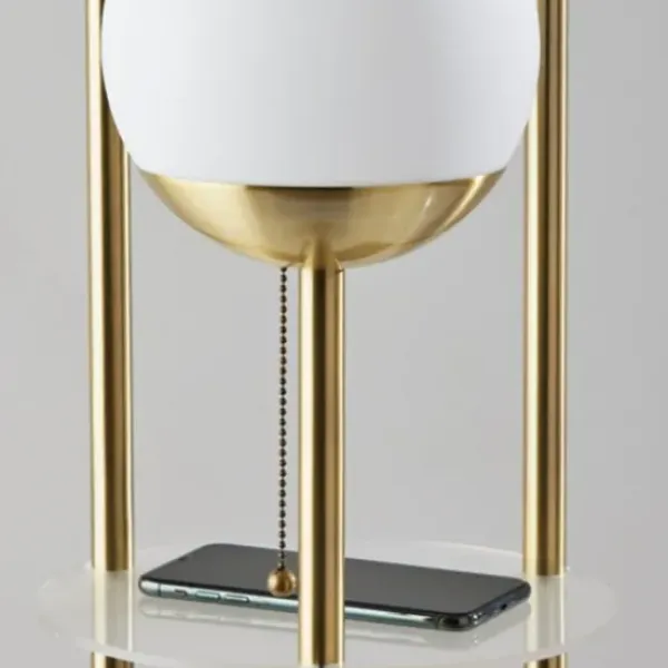 Floor Lamps-Kirkland's Home Gold Globe 3-Light Shelf Floor Lamp Gold/White