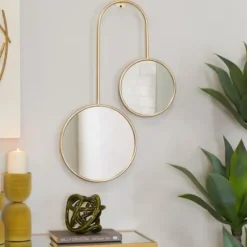 Decorative Mirrors-Kirkland's Home Gold Ingrid Metal Modern Wall Mirror