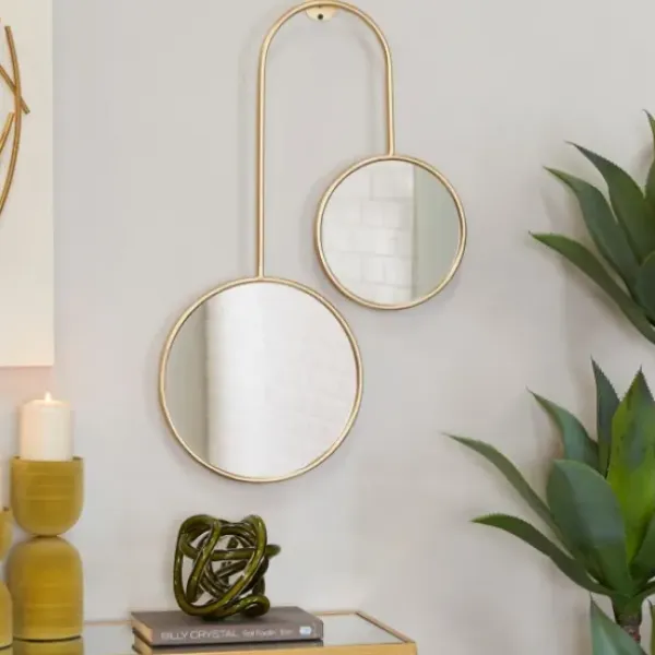 Decorative Mirrors-Kirkland's Home Gold Ingrid Metal Modern Wall Mirror