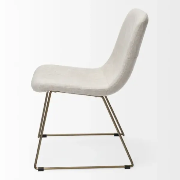 Dining Chairs-Kirkland's Home Gold Iron And Fabric Dining Chairs, Set Of 2 Ivory