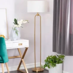 Floor Lamps-Kirkland's Home Gold Iron Arch Base Floor Lamp White