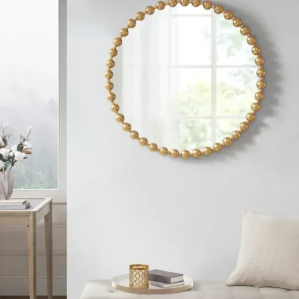 Decorative Mirrors-Kirkland's Home Gold Iron Spiral Round Wall Mirror