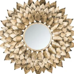Decorative Mirrors-Kirkland's Home Gold Iron Sunburst Round Frame Mirror