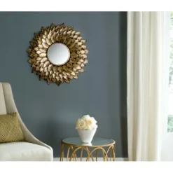 Decorative Mirrors-Kirkland's Home Gold Iron Sunburst Round Frame Mirror