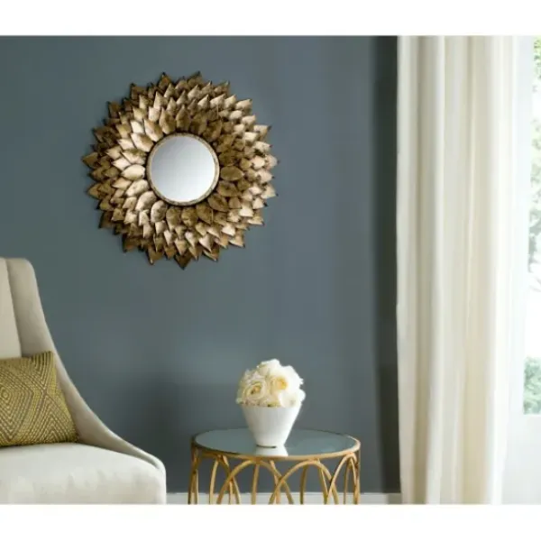 Decorative Mirrors-Kirkland's Home Gold Iron Sunburst Round Frame Mirror