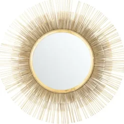 Decorative Mirrors-Kirkland's Home Gold Layered Burst Frame Round Wall Mirror