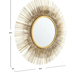 Decorative Mirrors-Kirkland's Home Gold Layered Burst Frame Round Wall Mirror