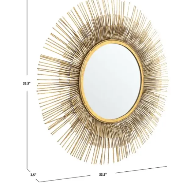 Decorative Mirrors-Kirkland's Home Gold Layered Burst Frame Round Wall Mirror