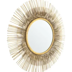 Decorative Mirrors-Kirkland's Home Gold Layered Burst Frame Round Wall Mirror