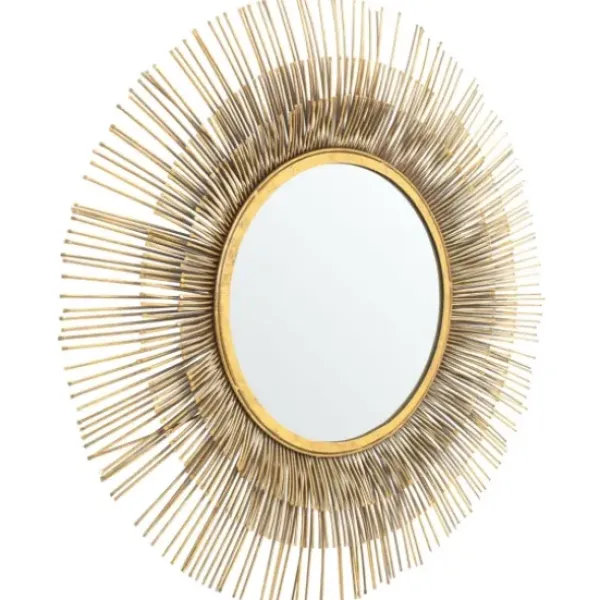 Decorative Mirrors-Kirkland's Home Gold Layered Burst Frame Round Wall Mirror