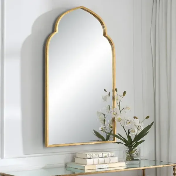 Decorative Mirrors-Kirkland's Home Gold Leaf Arched Frame Wall Mirror