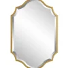 Decorative Mirrors-Kirkland's Home Gold Leaf Curved Metal Wall Mirror