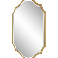 Decorative Mirrors-Kirkland's Home Gold Leaf Curved Metal Wall Mirror