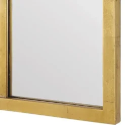 Decorative Mirrors-Kirkland's Home Gold Leaf Metal Windowpane Arch Frame Mirror