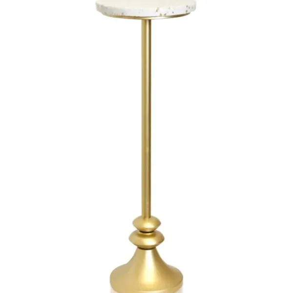 Accent & End Tables-Kirkland's Home Gold Marble Top Pedestal Cocktail Table Gold/White