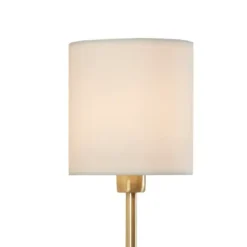 Sconces-Kirkland's Home Gold Metal & White Shade Wall Sconces, Set Of 2