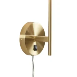 Sconces-Kirkland's Home Gold Metal & White Shade Wall Sconces, Set Of 2