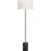 Floor Lamps-Kirkland's Home Gold Metal And Black Marble Base Floor Lamp White