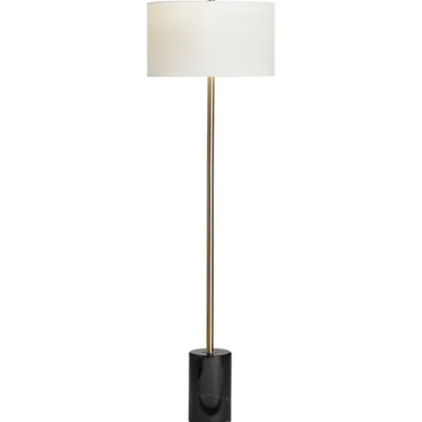 Floor Lamps-Kirkland's Home Gold Metal And Black Marble Base Floor Lamp White