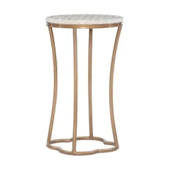 Accent & End Tables-Kirkland's Home Gold Metal And Capiz Shell Top Accent Table