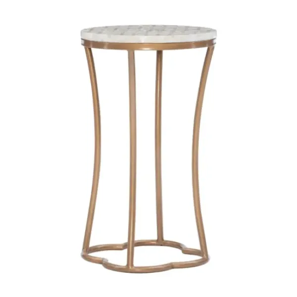 Accent & End Tables-Kirkland's Home Gold Metal And Capiz Shell Top Accent Table