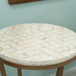 Accent & End Tables-Kirkland's Home Gold Metal And Capiz Shell Top Accent Table