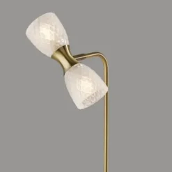 Table Lamps-Kirkland's Home Gold Metal And Dual Glass Shade Table Lamp White